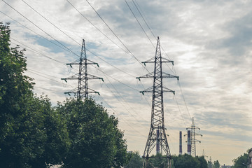 high-voltage line in the city