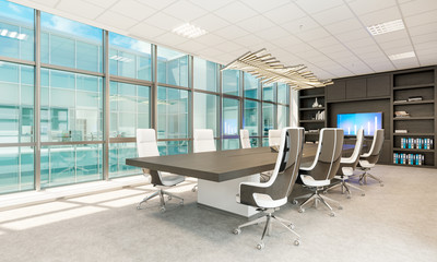 3d render meeting room in business center