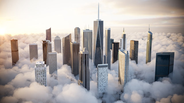 Skyscrapers over the clouds