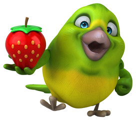 Fun green bird - 3D Illustration