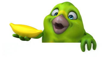 Fun green bird - 3D Illustration