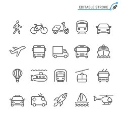 Transportation line icons. Editable stroke. Pixel perfect. - 220758439