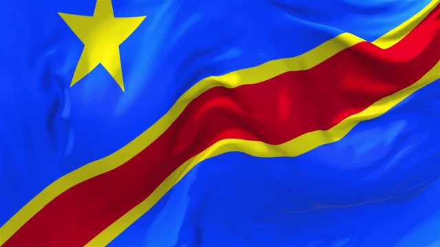 249.The Democratic Republic Of The Congo Flag Waving in Wind Slow Motion Animation . 4K Realistic Fabric Texture Flag Smooth Blowing on a windy day Continuous Seamless Loop Background.