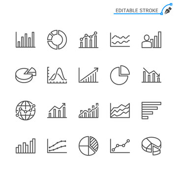 Statistics line icons. Editable stroke. Pixel perfect.