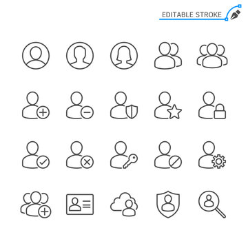 Users line icons. Editable stroke. Pixel perfect.