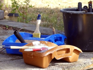 Farbeimer Pinsel Abtropfschale