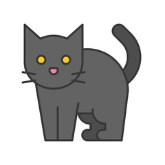 black cat, Halloween related icon, editable stroke