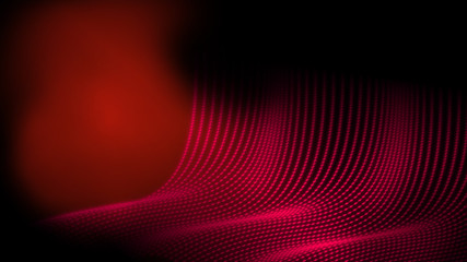 Fototapeta premium Abstract technology dot wire frame polygon geometry background in red color theme. Giving feeling within cave