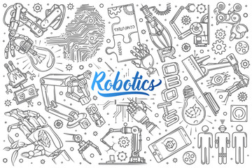 Hand drawn robotics set doodle vector background © Dzianis Vasilyeu