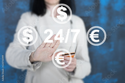Business On 24 Hours Service Icon In Network Money Transfer Business On 24 Hours Service Icon In Network Money Transfer