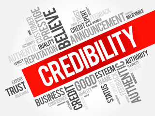 Credibility word cloud collage, business concept background