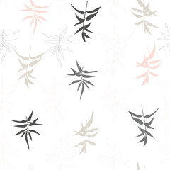 Modern vector seamless pattern with stylized twigs and leaves.