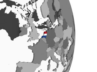 Fototapeta na wymiar Netherlands with flag on globe