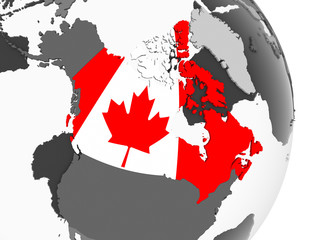 Canada with flag on globe