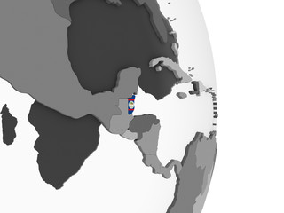 Belize with flag on globe