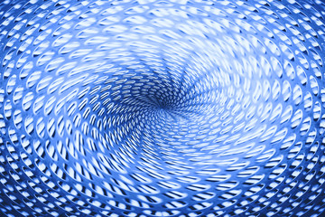 Spherical warp of space in blue. Fantastic background image of wormhole of metallic and cobalt...