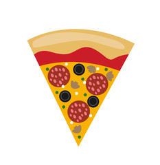 Hot Salami pizza slice vector illustration