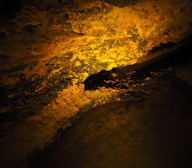 View on the inside of a very old stone cave