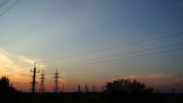 	Power line in the field.	Shooting in the movement.