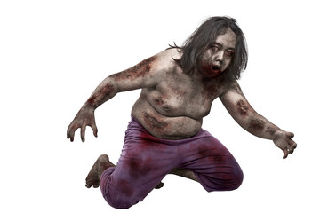 Obraz premium Portrait of zombie man with wounded body