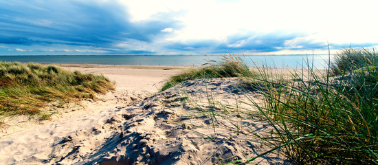 Nordsee, Strand auf Langeoog: Dünen, Meer, Entspannung, Ruhe, Erholung, Ferien, Urlaub, Glück,...