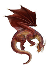 Obraz premium 3D renderowania Fantasy Dragon na białym tle