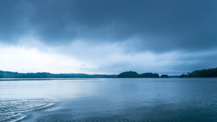 Finnish archipelago at the rainy day in September, Raasepori Finland.