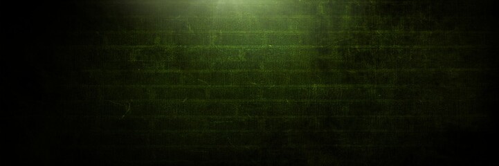 Vignette and light on green brick wall background
