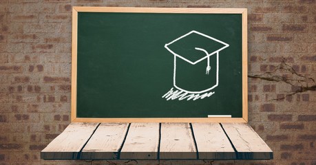 Graduation hat Education drawing on blackboard for school