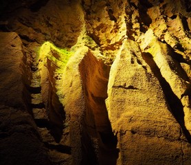 View on the inside of a very old stone cave