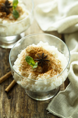 Rice pudding with cinnamon