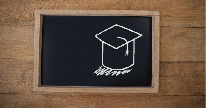 Graduation hat Education drawing on blackboard for school