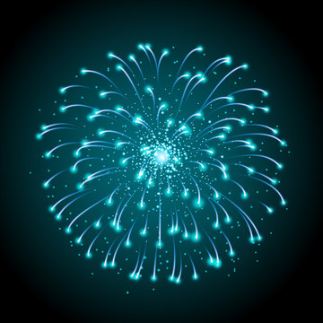 Vector holiday festival blue firework. Independence day