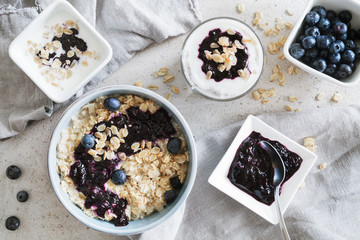 Quinoa porridge with potted blueberries