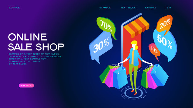 6254933 Online shopping isometric concept banner