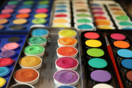 Used water-color paint-box