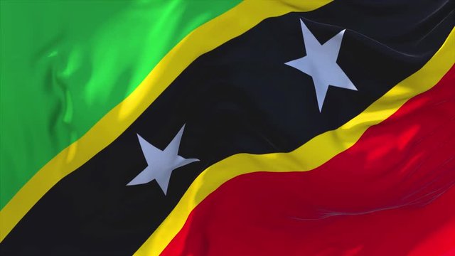 255. Saint Kitts and Nevis Flag Waving in Wind Slow Motion Animation . 4K Realistic Fabric Texture Flag Smooth Blowing on a windy day Continuous Seamless Loop Background.