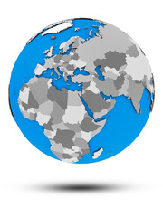 Israel on political globe isolated
