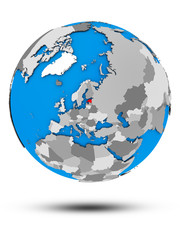 Naklejka premium Estonia on political globe isolated