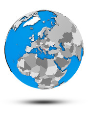 Naklejka premium Kosovo on political globe isolated