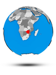Zimbabwe on political globe isolated