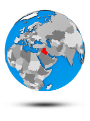 Iraq on political globe isolated