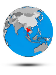 Thailand on political globe isolated
