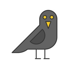 crow bird, Halloween related icon, outline editable stroke