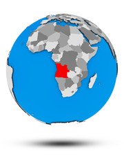 Angola on political globe isolated