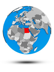 Fototapeta premium Egypt on political globe isolated