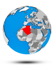 Algeria on political globe isolated
