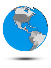 Belize on political globe isolated