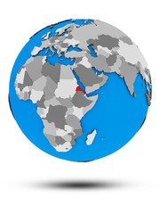 Eritrea on political globe isolated