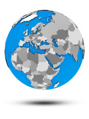 Naklejka premium Cyprus on political globe isolated